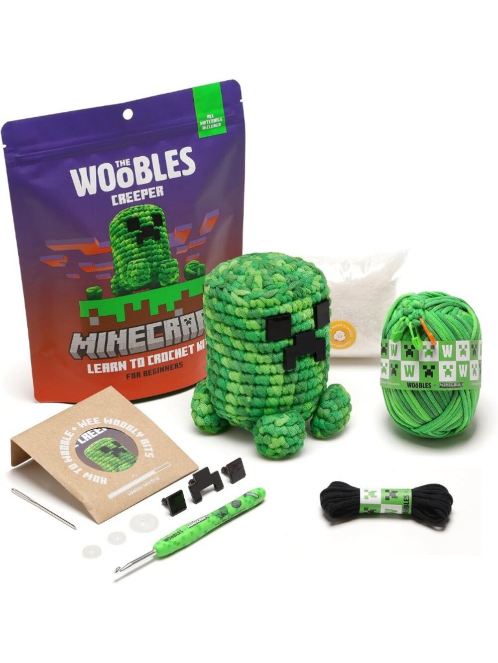 The Woobles Minecraft Crochet Kit for Beginners (Creeper)